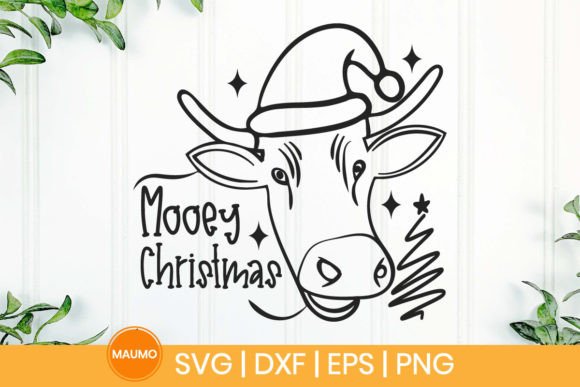 Mooey Christmas Funny Cow Svg Quote: A Lively Holiday Embroidery Design